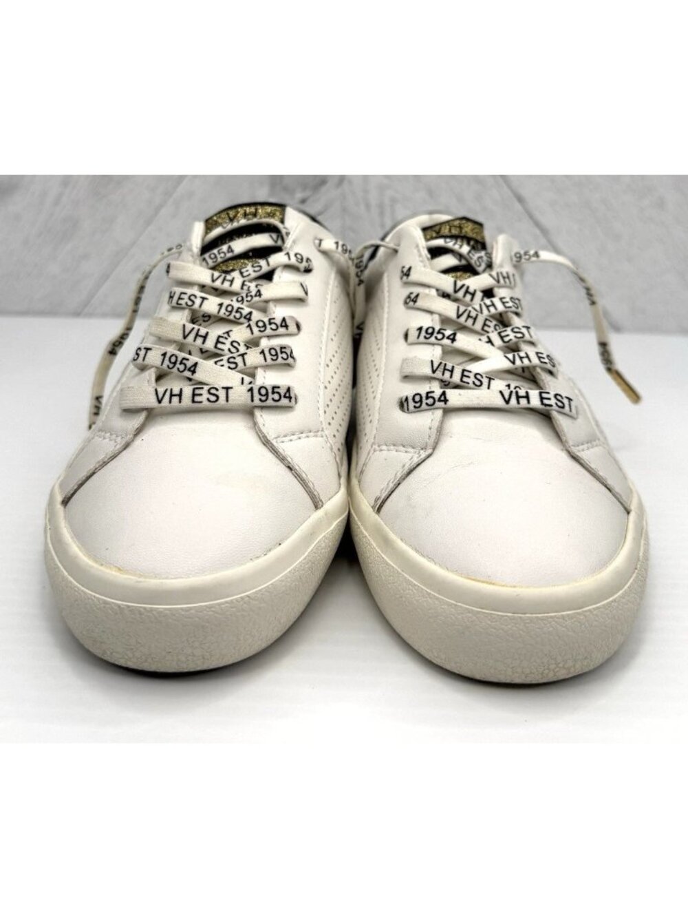 Vintage Havana Gadol Sneakers Womens 5.5 White Gold Star No Tie Leather Slip On - Picture 2 of 13